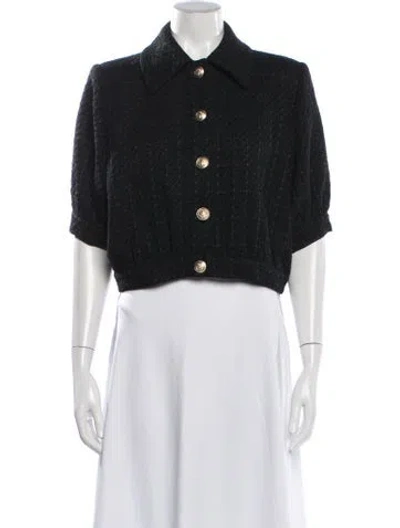 Pre-owned L'agence Tweed Pattern Blazer In Black