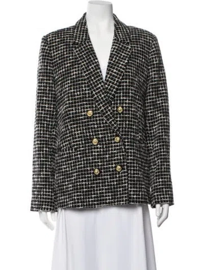 Pre-owned L'agence Tweed Pattern Blazer In Black