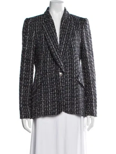 Pre-owned L'agence Tweed Pattern Blazer In Black/blue