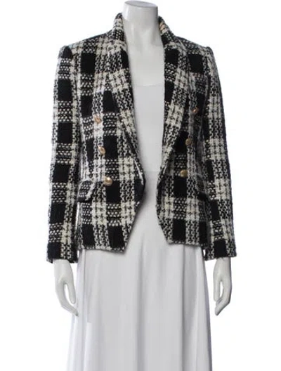 Pre-owned L'agence Tweed Pattern Blazer In Black/white