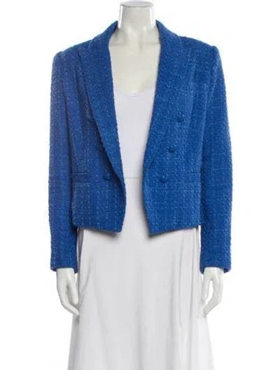 Pre-owned L'agence Tweed Pattern Blazer In Blue