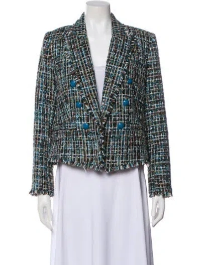 Pre-owned L'agence Tweed Pattern Blazer In Blue