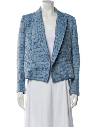 Pre-owned L'agence Tweed Pattern Blazer In Blue