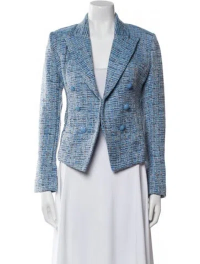 Pre-owned L'agence Tweed Pattern Blazer In Blue