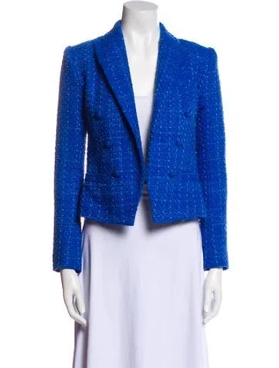 Pre-owned L'agence Tweed Pattern Blazer In Blue