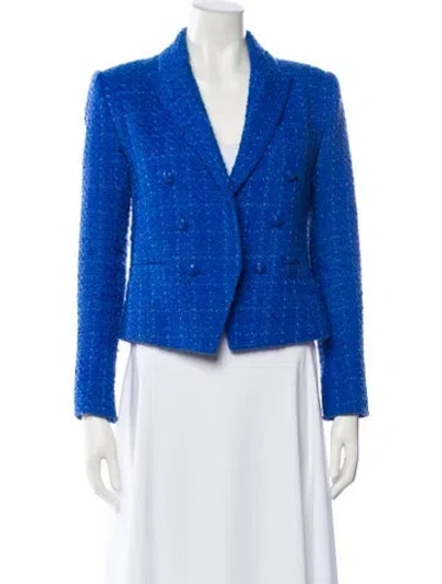 Pre-owned L'agence Tweed Pattern Blazer In Blue