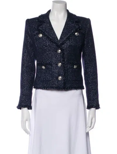 Pre-owned L'agence Tweed Pattern Blazer In Blue