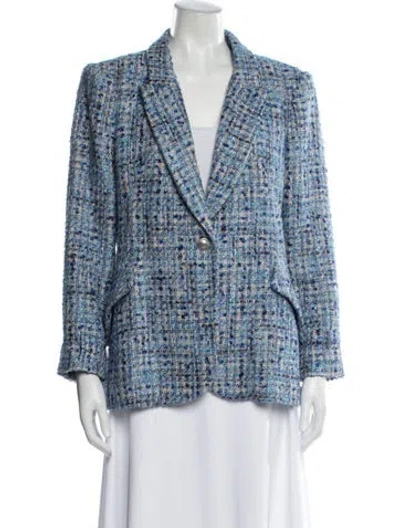 Pre-owned L'agence Tweed Pattern Blazer In Blue