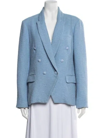 Pre-owned L'agence Tweed Pattern Blazer In Blue