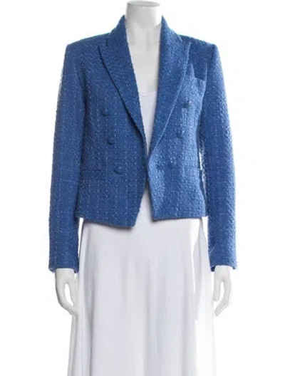Pre-owned L'agence Tweed Pattern Blazer In Blue