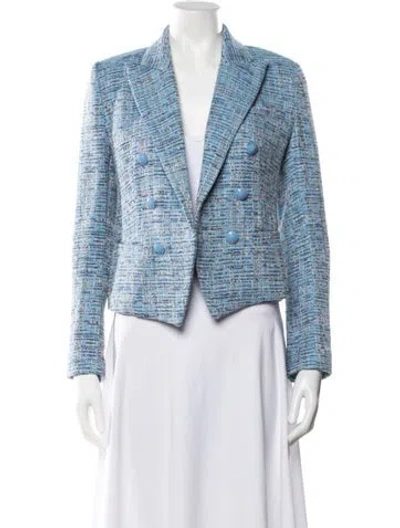 Pre-owned L'agence Tweed Pattern Blazer In Blue