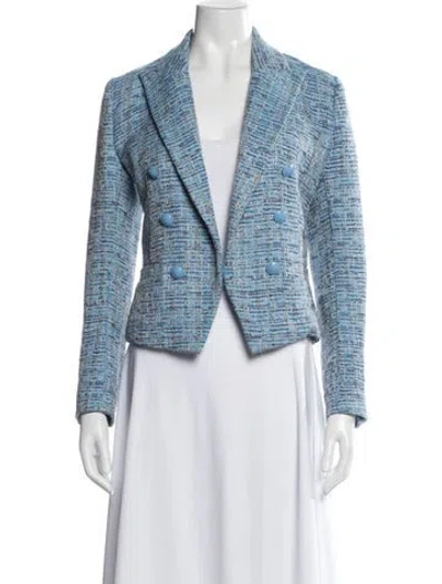 Pre-owned L'agence Tweed Pattern Blazer In Blue