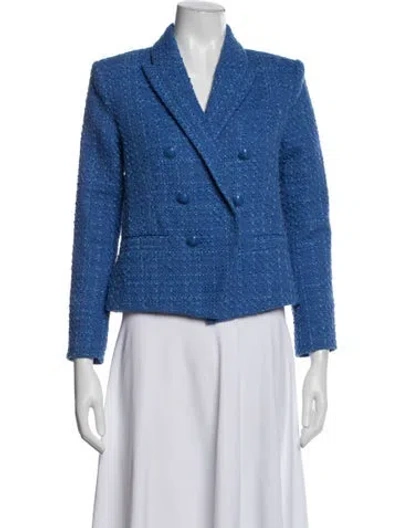 Pre-owned L'agence Tweed Pattern Blazer In Blue