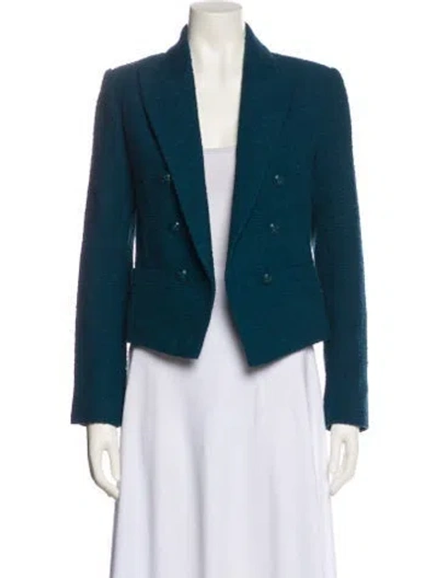 Pre-owned L'agence Tweed Pattern Blazer In Blue