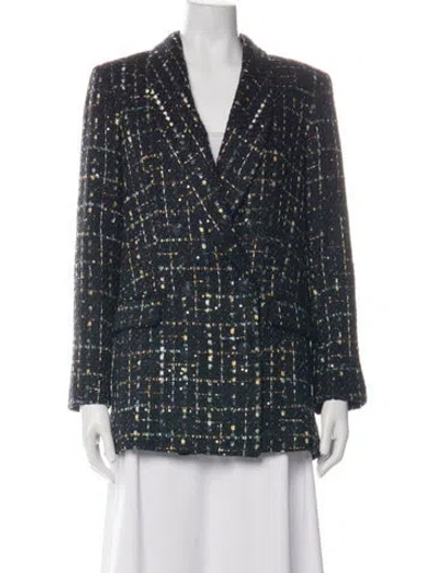 Pre-owned L'agence Tweed Pattern Blazer In Blue