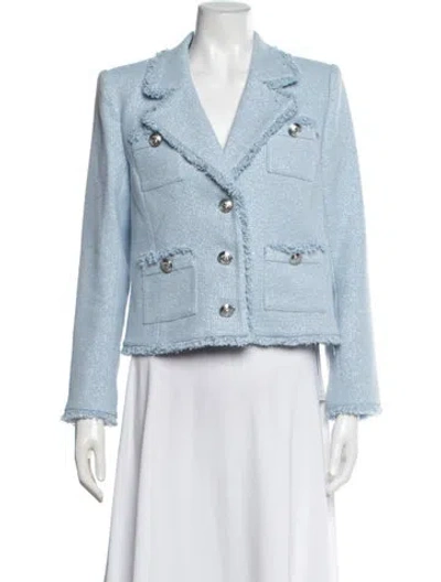 Pre-owned L'agence Tweed Pattern Blazer In Blue