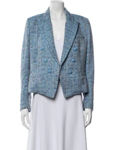 Pre-owned L'agence Tweed Pattern Blazer In Blue