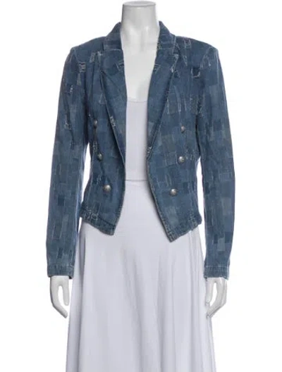 Pre-owned L'agence Tweed Pattern Blazer In Blue