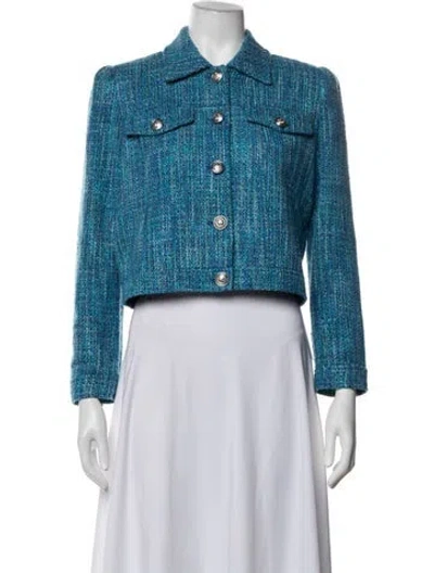 Pre-owned L'agence Tweed Pattern Blazer In Blue