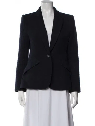 Pre-owned L'agence Tweed Pattern Blazer In Blue