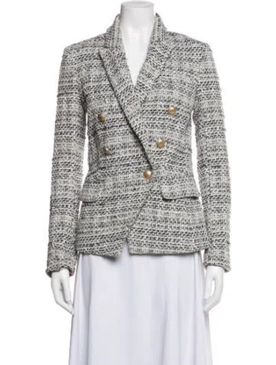 Pre-owned L'agence Tweed Pattern Blazer In Blue/white