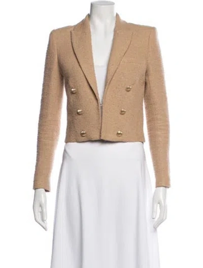 Pre-owned L'agence Tweed Pattern Blazer In Brown