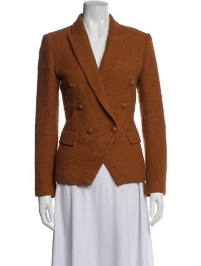 Pre-owned L'agence Tweed Pattern Blazer In Brown/orange