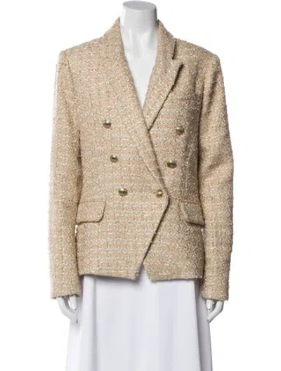 Pre-owned L'agence Tweed Pattern Blazer In Gold