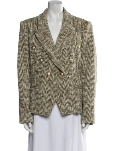 Pre-owned L'agence Tweed Pattern Blazer In Green