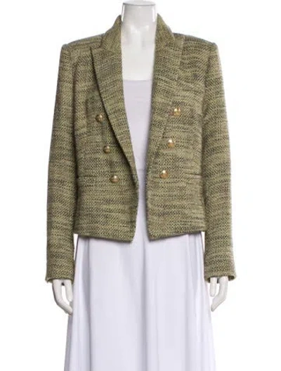 Pre-owned L'agence Tweed Pattern Blazer In Green