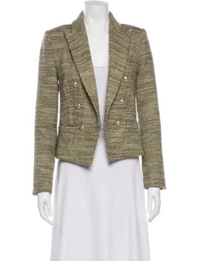 Pre-owned L'agence Tweed Pattern Blazer In Green