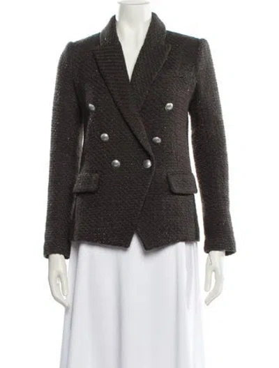 Pre-owned L'agence Tweed Pattern Blazer In Green