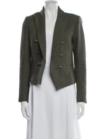 Pre-owned L'agence Tweed Pattern Blazer In Green