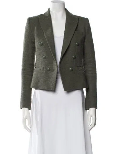 Pre-owned L'agence Tweed Pattern Blazer In Green