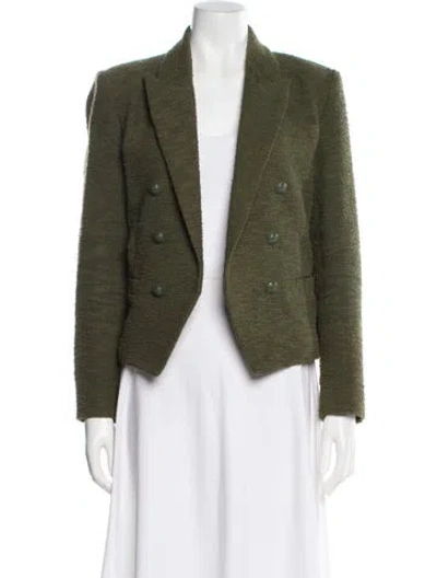 Pre-owned L'agence Tweed Pattern Blazer In Green