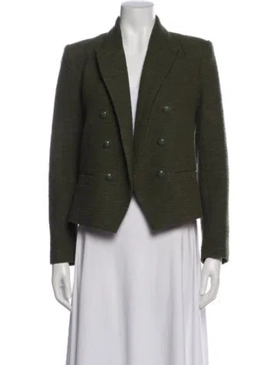 Pre-owned L'agence Tweed Pattern Blazer In Green
