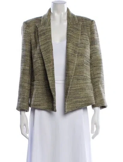 Pre-owned L'agence Tweed Pattern Blazer In Green