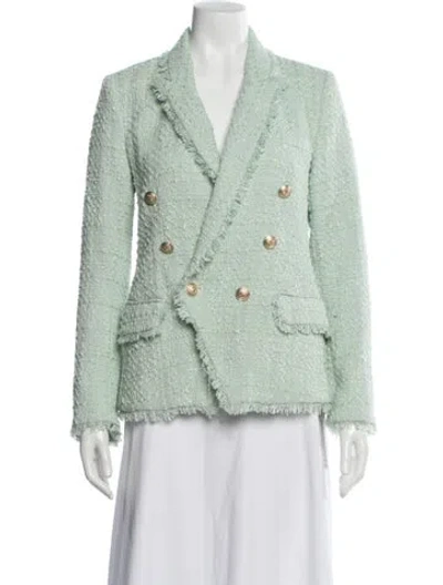 Pre-owned L'agence Tweed Pattern Blazer In Green