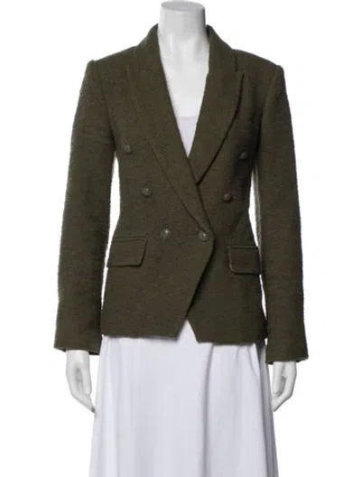 Pre-owned L'agence Tweed Pattern Blazer In Green