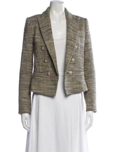 Pre-owned L'agence Tweed Pattern Blazer In Green