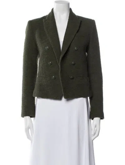 Pre-owned L'agence Tweed Pattern Blazer In Green