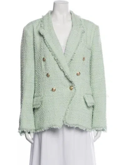 Pre-owned L'agence Tweed Pattern Blazer In Green