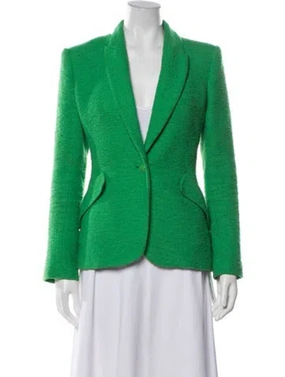 Pre-owned L'agence Tweed Pattern Blazer In Green