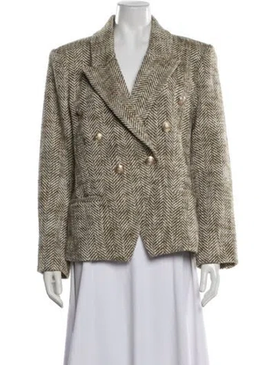 Pre-owned L'agence Tweed Pattern Blazer In Green