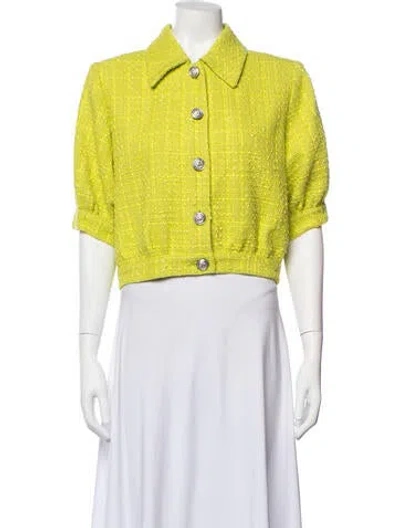 Pre-owned L'agence Tweed Pattern Blazer In Green