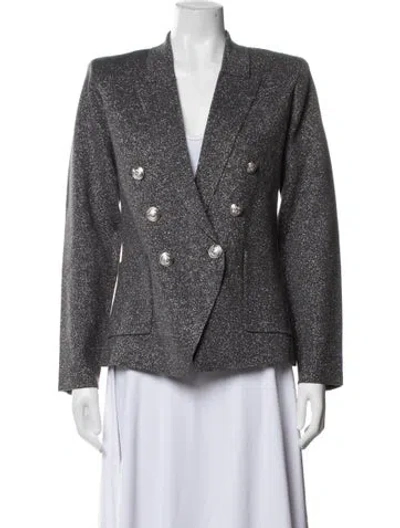 Pre-owned L'agence Tweed Pattern Blazer In Grey