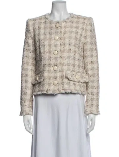 Pre-owned L'agence Tweed Pattern Blazer In Multicolor
