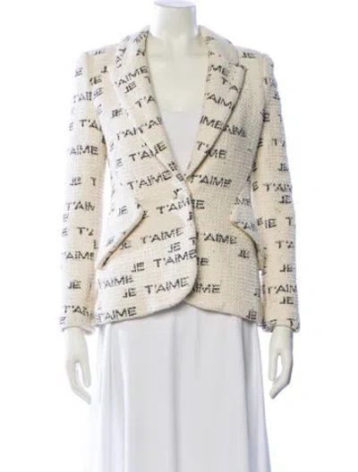 Pre-owned L'agence Tweed Pattern Blazer In Neutral