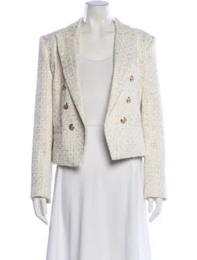 Pre-owned L'agence Tweed Pattern Blazer In Neutral