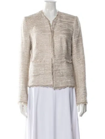 Pre-owned L'agence Tweed Pattern Blazer In Neutral